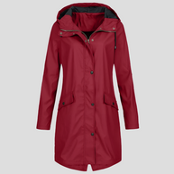 WW | Langer Regenmantel mit Kapuze und Taschen für Damen