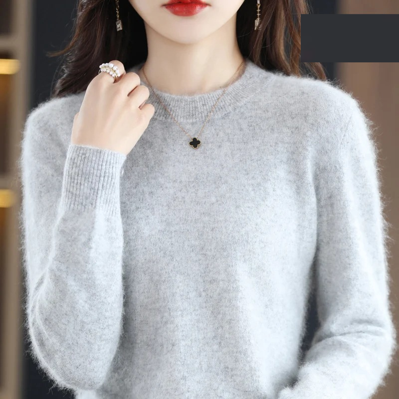 W&W Mode | Kaschmir Pullover Damen Luxuriöser Rundhalsausschnitt, Weich & Modisch