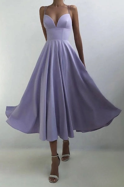 W&W Mode | elegantes Midi-Kleid mit Spaghettiträgern für besondere Anlässe