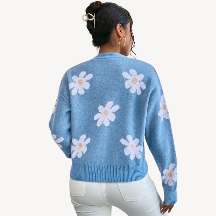 W&W Mode | Floral Button-Front Cardigan für Frauen