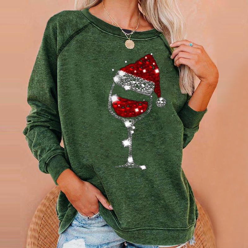 W&W Mode | Festliche Cheers Weinglas Sweatshirt