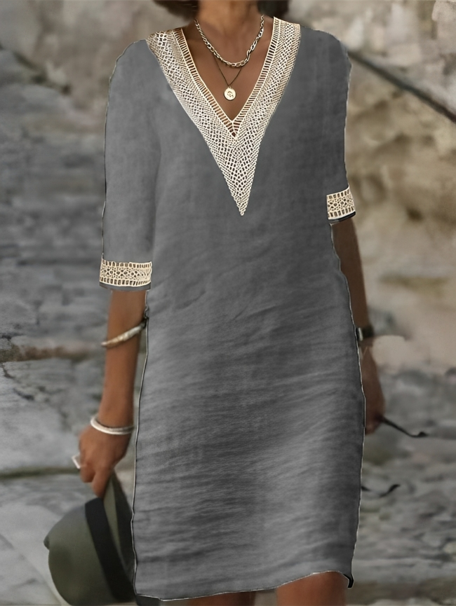 W&W Mode | Chic Baumwoll-Leinen-Kleid für Frauen