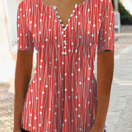 WW | Punkte-Muster T-Shirt mit V-Ausschnitt