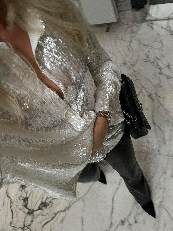 W&W Mode - Extragroßes Glitzerhemd für Damen