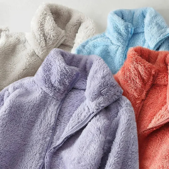 und flauschige Jacke mit Reißverschluss, Fleeceweste