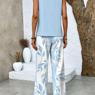 WW | Stilvolles Blumenmuster Top und Hosen Set