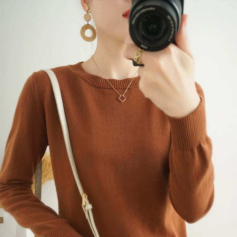 W&W Mode | Cashmere Pullover Damen Klassischer Rundhals, Weich & Atmungsaktiv