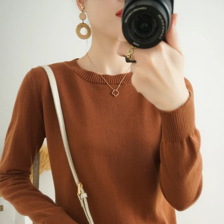 W&W Mode | Cashmere Pullover Damen Klassischer Rundhals, Weich & Atmungsaktiv