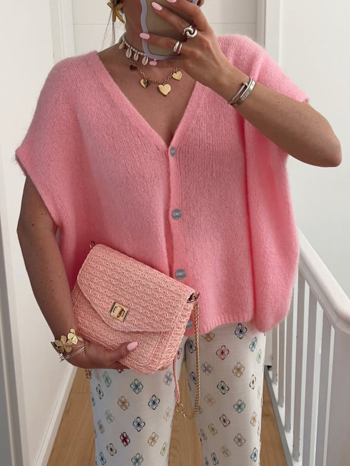 W&W Mode | V-Ausschnitt Kurzarm Cardigan