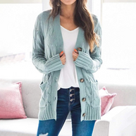 WW | Stylische Lange Strickjacke Für Damen Mit Knopfleiste