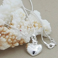 WW | Sterling Silber Massiv Herz Kette Schlangenkette Für Damen