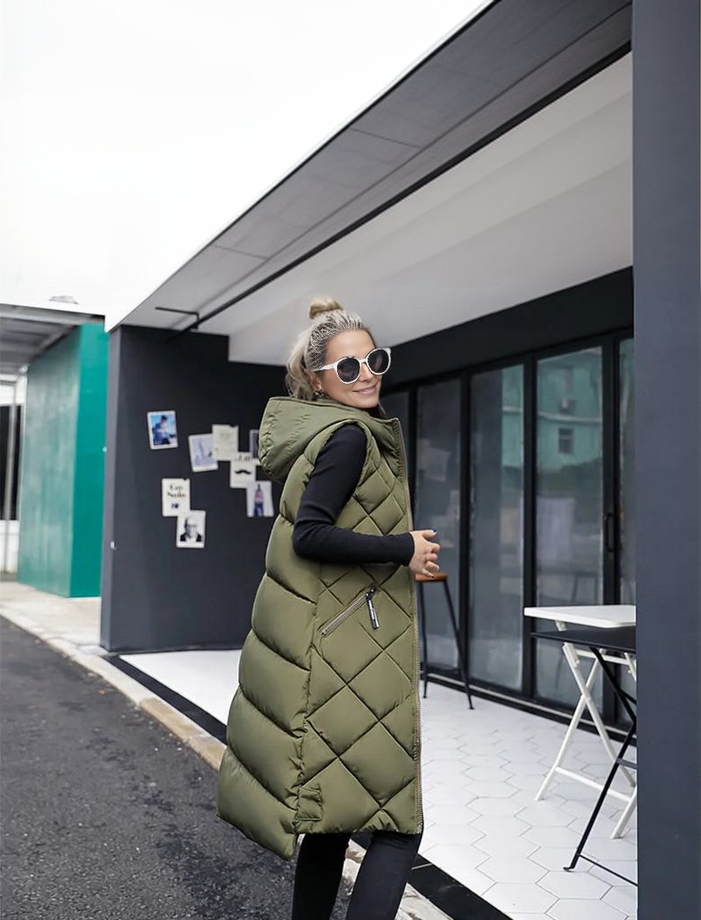 WW | Elegante Lange Steppweste Damen