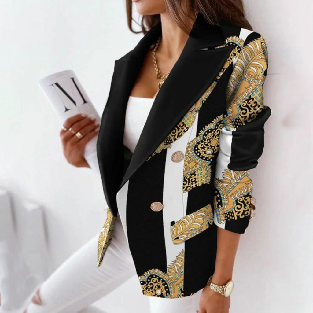 WW | Überschlagkragen Damen Blazer, Lässiger Einfacher Langarmmantel