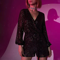 WW | Moderner Schnitt - Unifarbener Pailletten-Jumpsuit