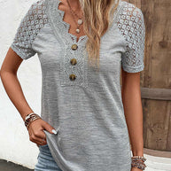 Specas™ - Woman T-Shirt mit kurzen Ärmeln und Spitze