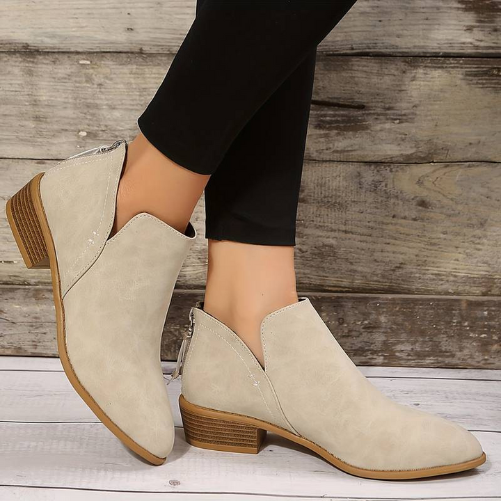 W&W Mode | Damen Elegante Knöchelstiefel Bequeme Leder Stiefeletten Für Frauen