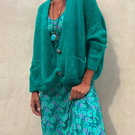 WW | Rosiedress Solid Knopfverschluss Taschen Pullover Cardigan