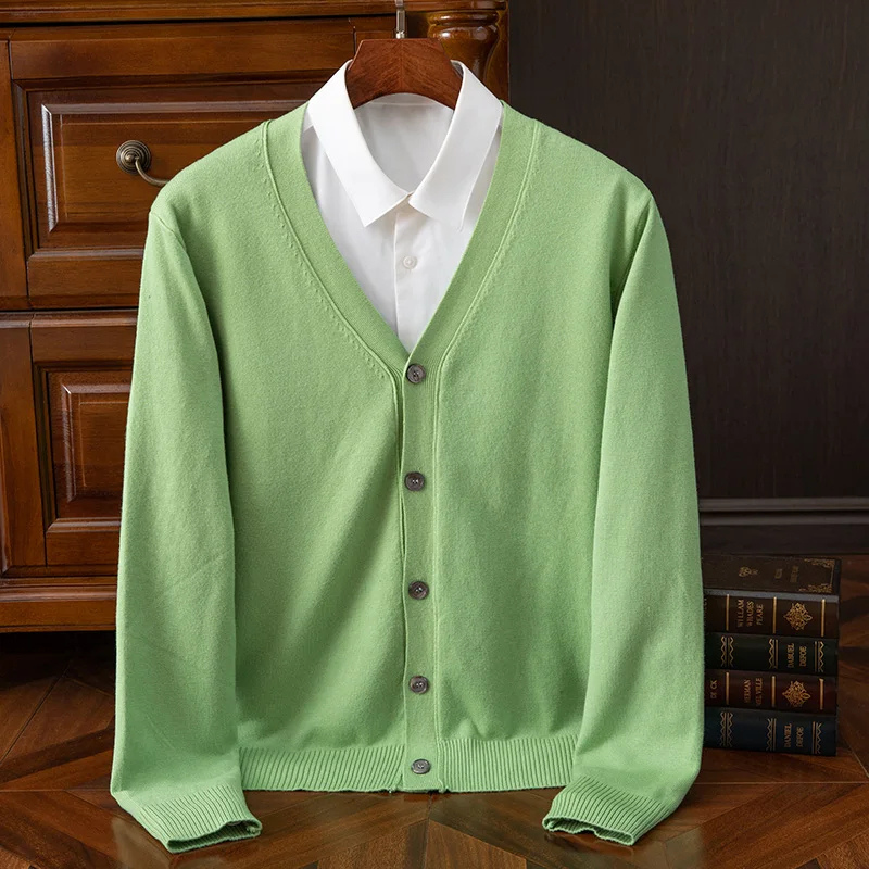 WW | Herren Strickjacke Mit Knöpfen, Leichter Stoff, Klassischer V-ausschnitt