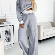 WW | Zweiteiliger Kapuzenpullover Und Hosenanzug Mit Weitem Bein