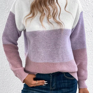 Elegante dreifarbige Patchwork-Pullover