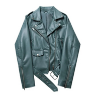 WW | Damen-Biker-Lederjacke mit Reißverschlüssen und Gürtel