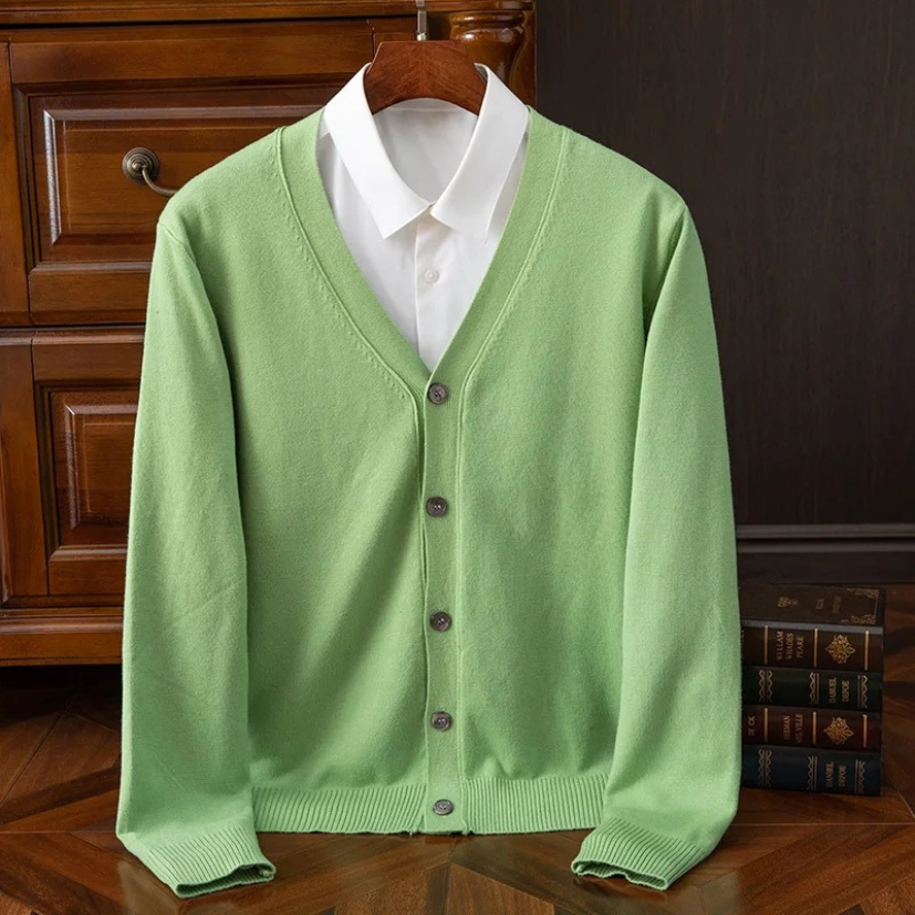 WW | Herren Strickjacke Mit Knöpfen, Leichtes Material, V-ausschnitt, Klassischer Stil