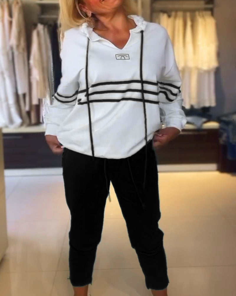W&W Mode | Set aus gestreifter Hose und Kapuzenjacke