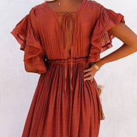 WW | Stil Maxi Kleid mit Flatterärmeln für Frauen