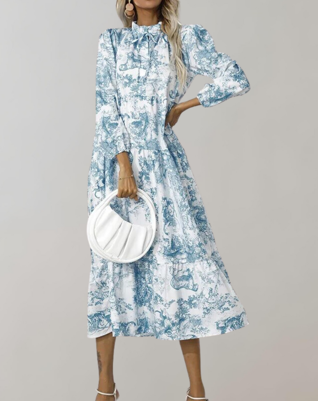 W&W Mode - Neue Langarm Frauen Midi-Kleid