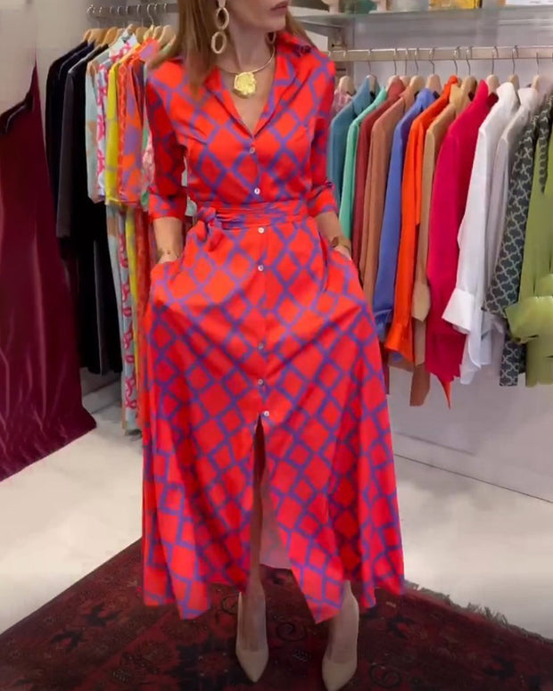 WW | Hemdkleid mit V-Ausschnitt und 3/4 Ärmeln