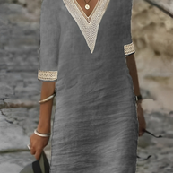 WW | Damen Baumwoll-Leinen Kleid Lässig & Bequem