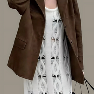 WW | Damen Wildleder Blazer Klassisch & Lässig Braune Frauenjacke
