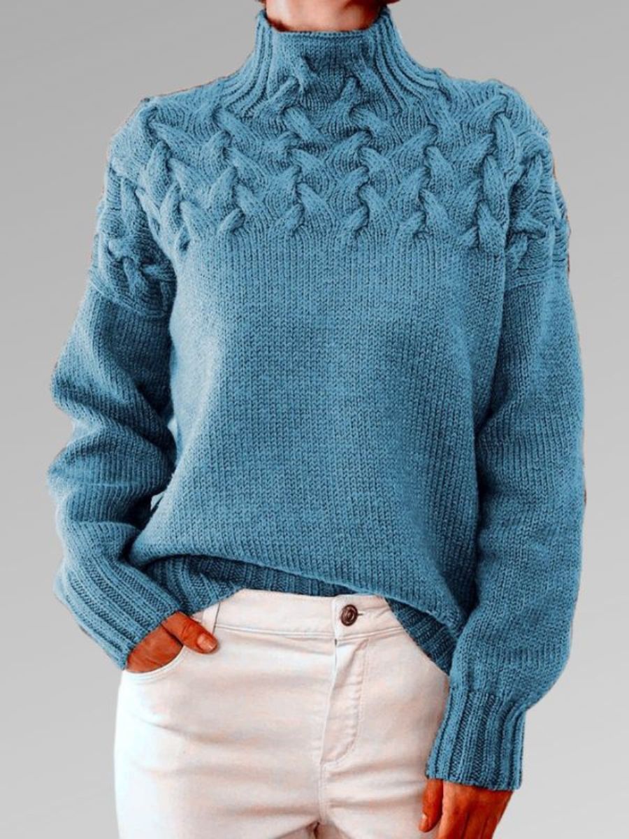 WW - Damen hochkragen Kabelstrickpullover