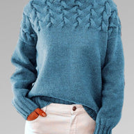 WW - Damen hochkragen Kabelstrickpullover