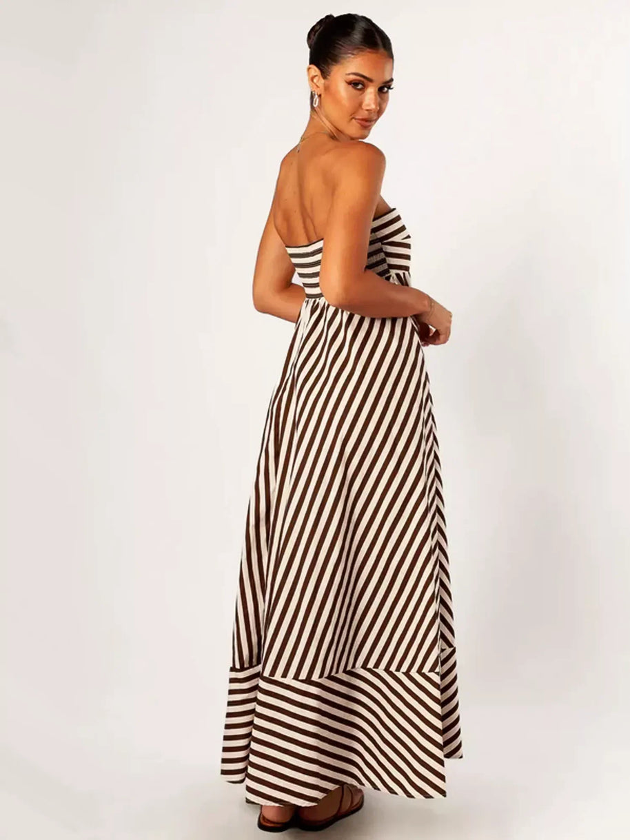 WW | Trägerloses Gestreiftes Maxikleid für Frauen