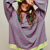 WW | Lässiges Gestreiftes Sweatshirt Mit Kontrastierenden Akzenten Für Damen