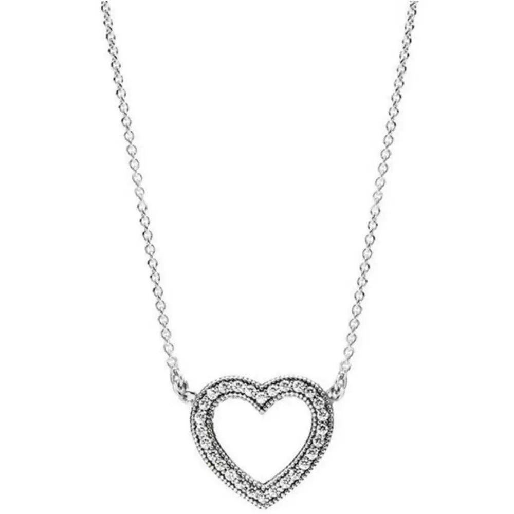 WW | Sterling Silber Augenverbländende Herzförmige Anhänger Kette Für Damen