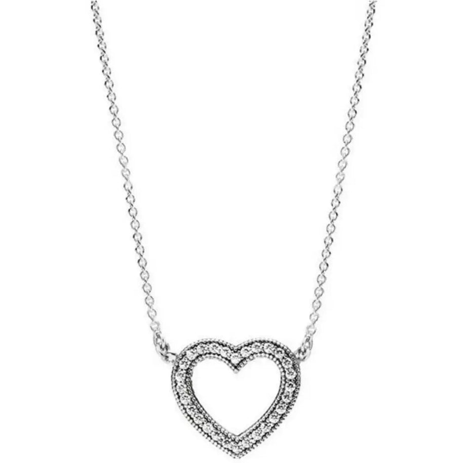 WW | Sterling Silber Augenverbländende Herzförmige Anhänger Kette Für Damen