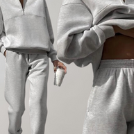 WW | teilige Fleece-Trainingsanzug-Set - stilvolle Damen-Zip-Up-Oberteil und Jogginghosen