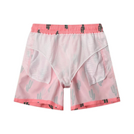 WW | Herren Schwimmshorts Männer Sommer Shorts Mit Kaktusdruck Rosa