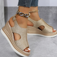 WW | Schicke Glitzer Wedge Sandalen