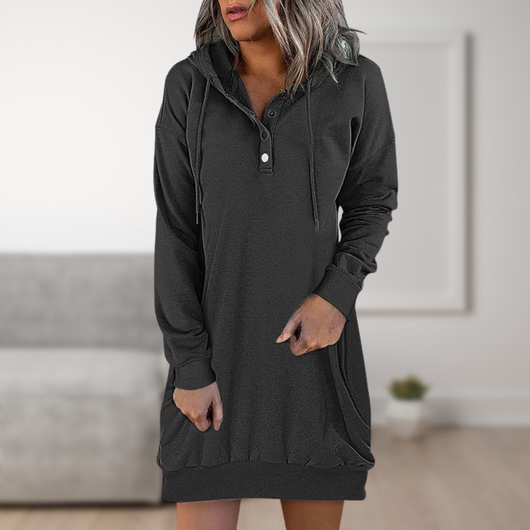 W&W Mode Kapuzenkleid | Trendy Kapuzen pullover für Damen