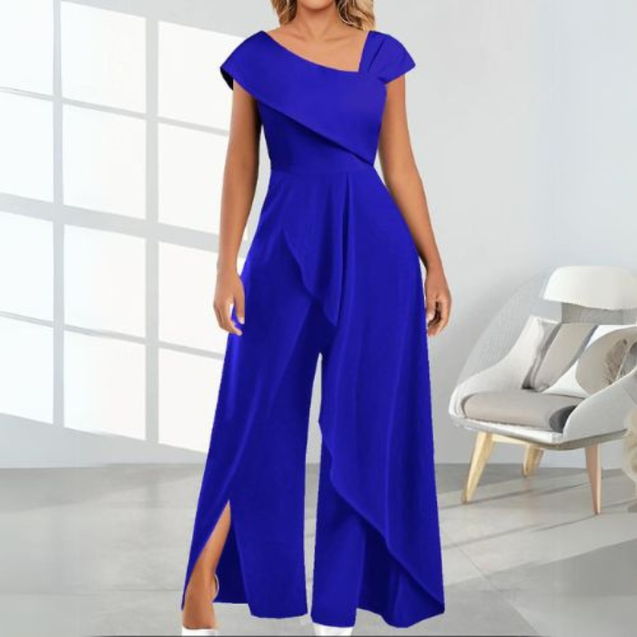 WW | Eleganter Damen Jumpsuit Diagonale Asymmetrisches Design