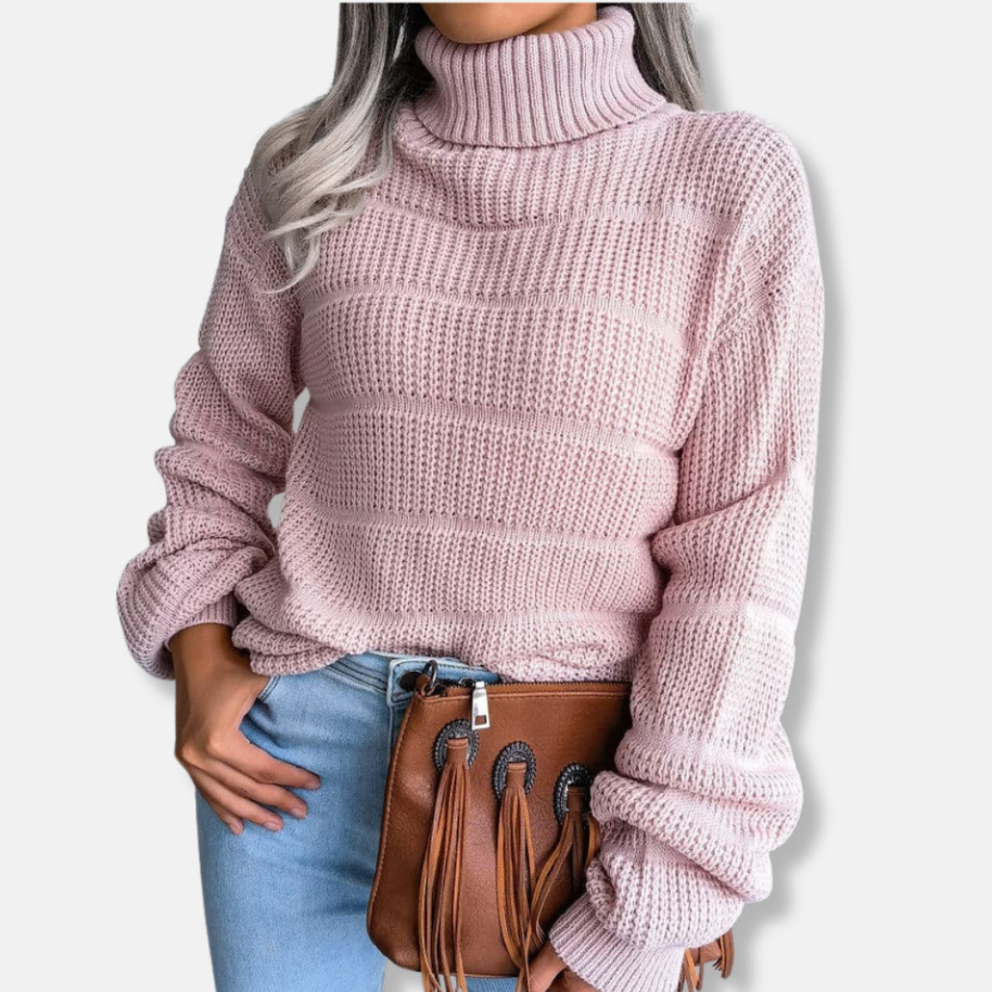 WW | Rollkragenpullover - Weiches Strickmaterial - Gerippte Optik - Lockere Passform - Langärmlig