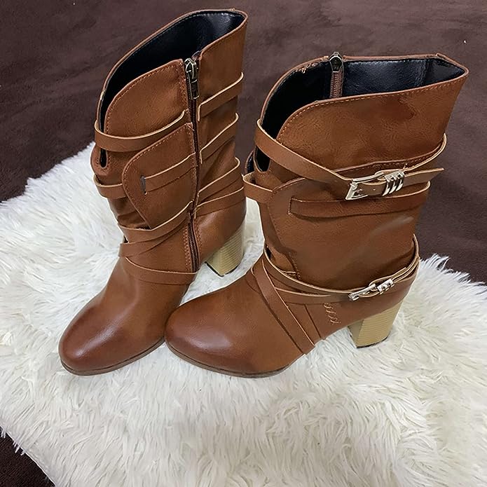 Eudex - Stylische Lederstiefel Retro-Look