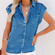 WW | Lässige Damen-Jeansbluse mit Kurzen Ärmeln