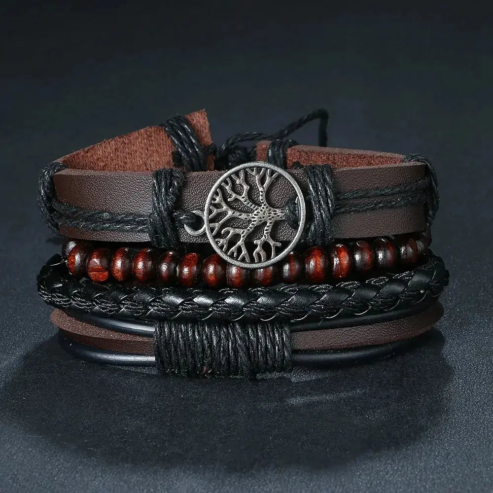 WW | Geflochtene Leder Wickelarmband Für Herren