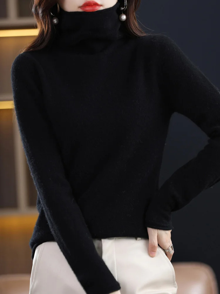 WW | Damen Rollkragenpullover Weiches Fuzzy Strick Warm und Komfortabel Rollkragenpullover Damen