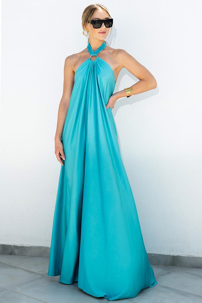 W&W Mode | Satin Halter Neck Maxi Dress für Frauen