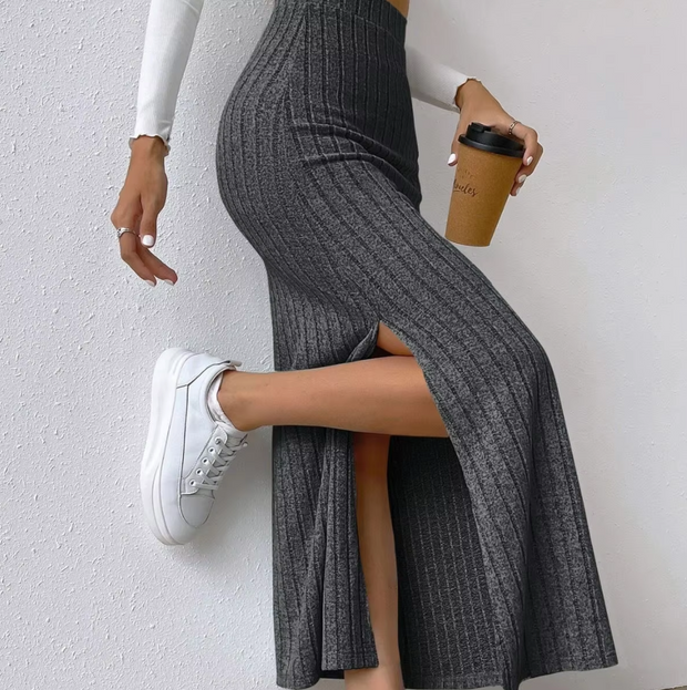 WW | Langer Strickrock mit Hoher Taille